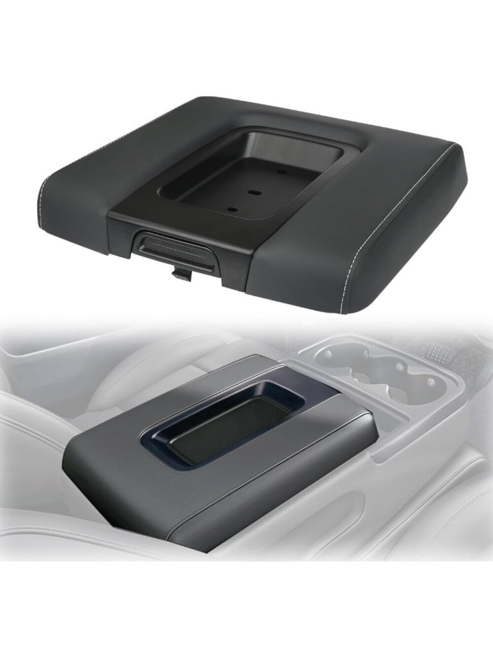 Black Front Seat Center Console Armrest Lid for 2014-2019 Silverado Tahoe GMC